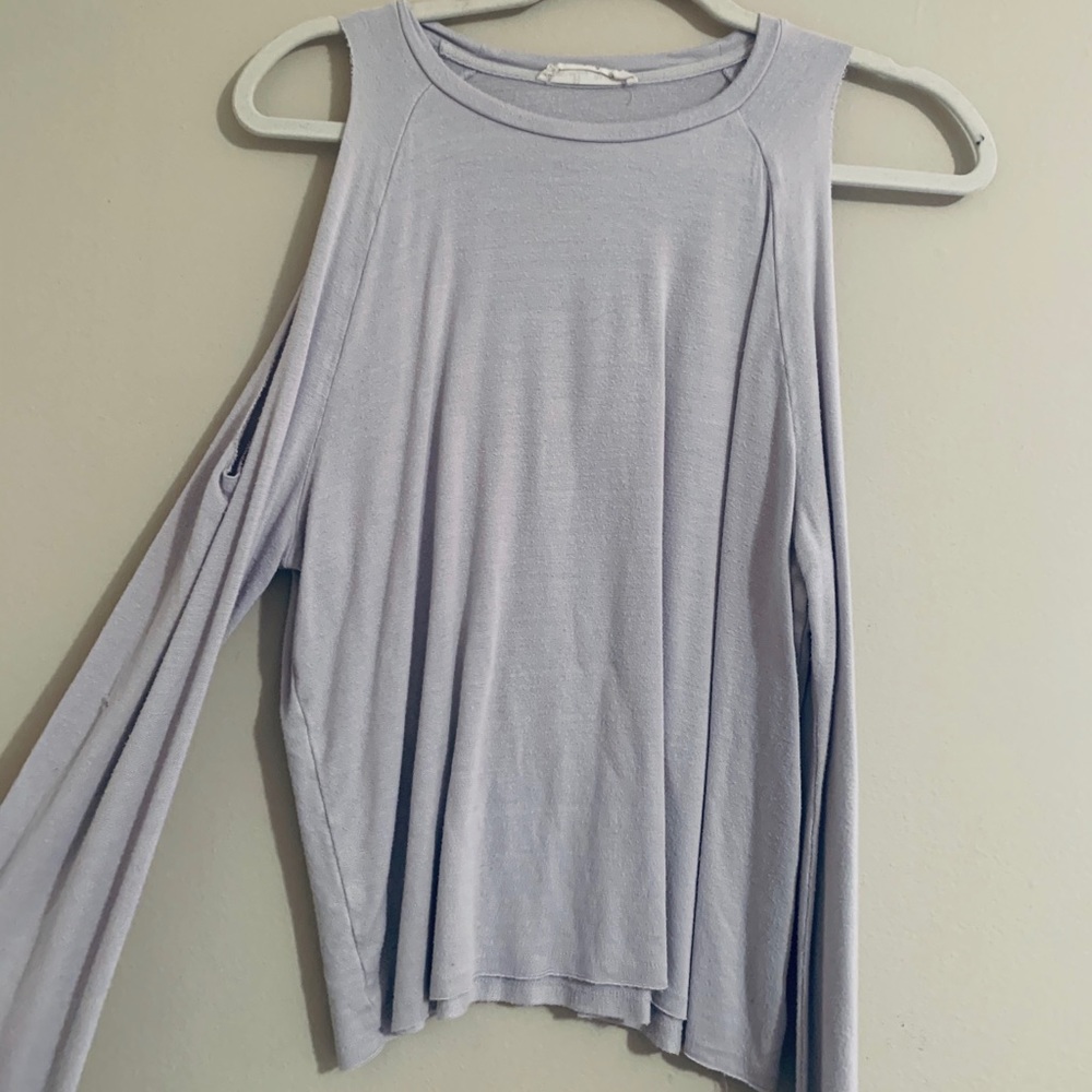 Light grey shirt with shoulder cut outs